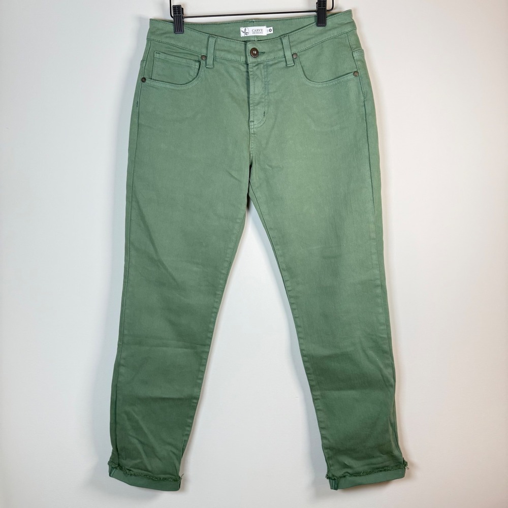 Carve Designs Carson Jeans Olive Green Denim Organic Cotton Cropped Pants 6